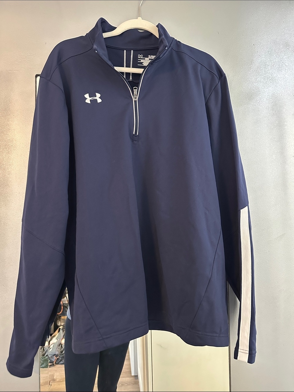 Under Armour Navy Half-Zip Performance Pullover with White Stripe